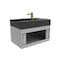 Castello Usa Amazon 30-inch Gray Right Vanity Set with Black Top and Gold Handles CB-MC-30G-GLD-2056R-BL - alternate 3